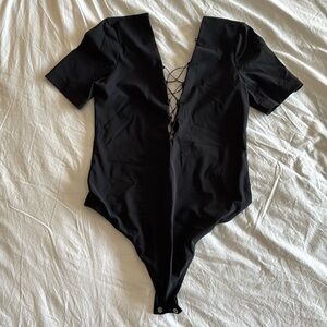 ALEXANDER WANG Lace-Up Stretch-Jersey Bodysuit Size Small, Orig $184